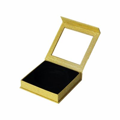 10*10*3.5cm διαφανές κιβώτιο δώρων εγγράφου παραθύρων άκαμπτο με το λαμπρό χρυσό δίσκων της PET