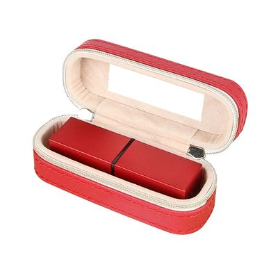 Μίνι PU περίπτωση 10*4*3.5cm κραγιόν ταξιδιού δέρματος με τη διπλή περάτωση φερμουάρ