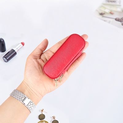 Μίνι PU περίπτωση 10*4*3.5cm κραγιόν ταξιδιού δέρματος με τη διπλή περάτωση φερμουάρ