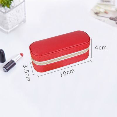 Μίνι PU περίπτωση 10*4*3.5cm κραγιόν ταξιδιού δέρματος με τη διπλή περάτωση φερμουάρ