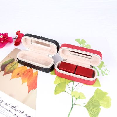 Μίνι PU περίπτωση 10*4*3.5cm κραγιόν ταξιδιού δέρματος με τη διπλή περάτωση φερμουάρ